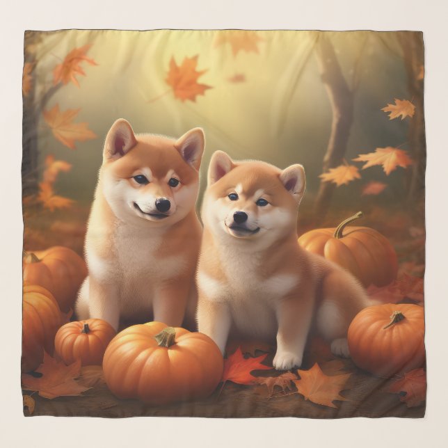 Shiba Inu Puppy Autumn Delight Pumpkin Scarf (Front)