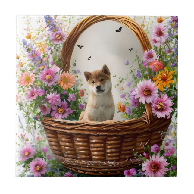 Shiba Inu Puppy Ceramic Tile (Front)