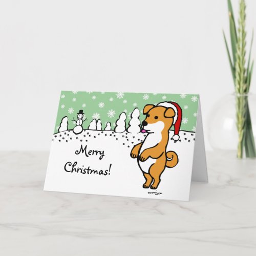 Shiba Inu Puppy Christmas Santa Holiday Card