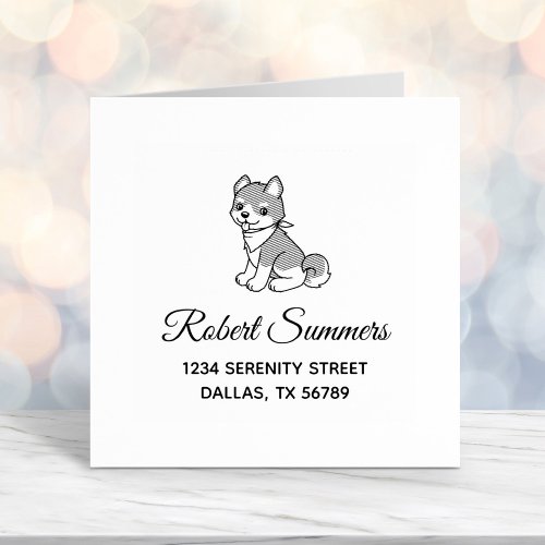 Shiba Inu Puppy Dog Address Self_inking Stamp