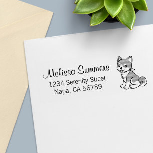 Shiba Inu Puppy Dog Return Address Self-inking Stamp