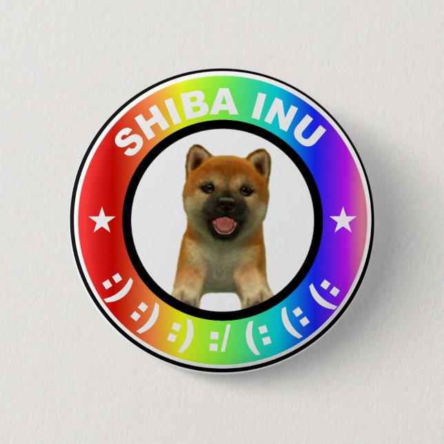 Shiba Inu Rainbow Button Super Cute (Front)