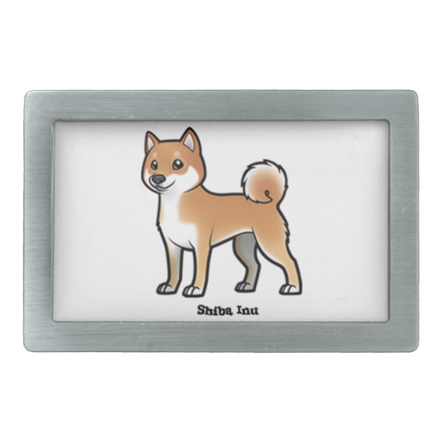 shiba inu rectangular belt buckle (Front)