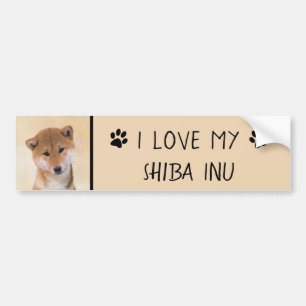Shiba Inu (Red) Painting - Original Dog Art Bumper Sticker