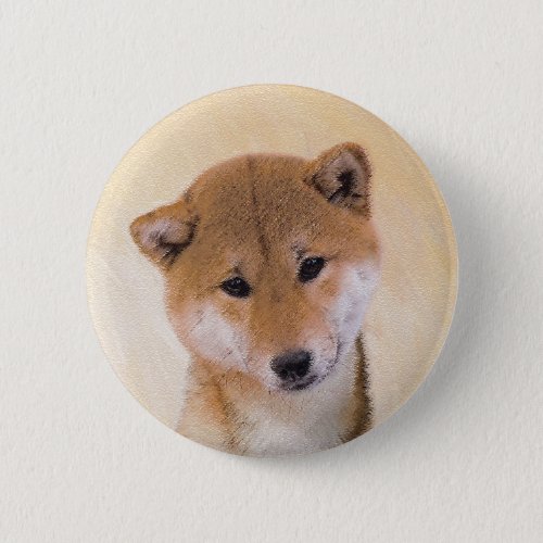 Shiba Inu Red Painting _ Original Dog Art Button