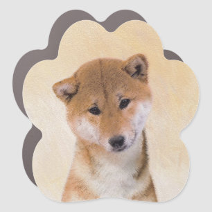 Shiba Inu (Red) Painting - Original Dog Art Car Magnet