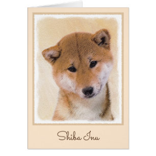 Shiba Inu (Red) Painting - Original Dog Art Cards