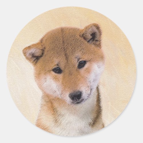 Shiba Inu Red Painting _ Original Dog Art Classic Round Sticker