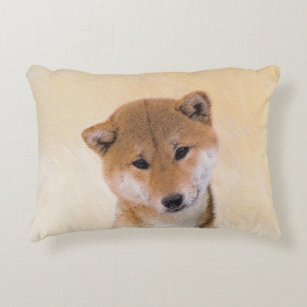 Shiba Inu (Red) Painting - Original Dog Art Decorative Pillow