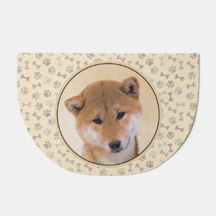 Shiba Inu (Red) Painting - Original Dog Art Doormat
