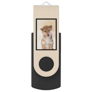 Shiba Inu (Red) Painting - Original Dog Art Flash Drive
