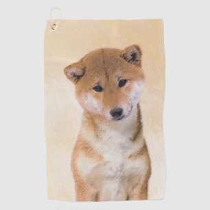 Shiba Inu (Red) Painting - Original Dog Art Golf Towel