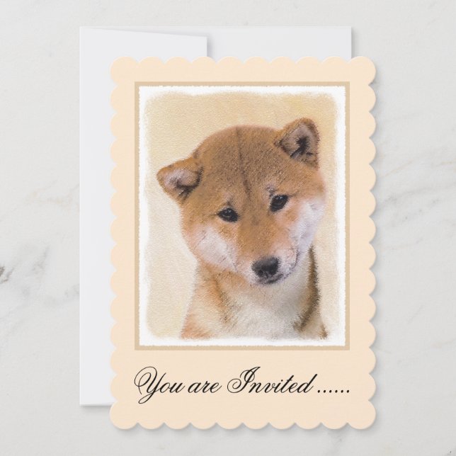 Shiba Inu (Red) Painting - Original Dog Art Invitation (Front)