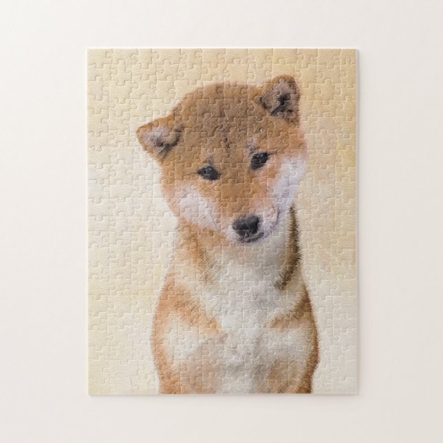 Shiba Inu (Red) Painting - Original Dog Art Jigsaw Puzzle (Vertical)