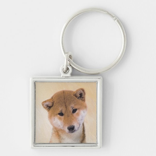 Shiba Inu (Red) Painting - Original Dog Art Keychain (Front)