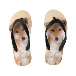 Shiba Inu (Red) Painting - Original Dog Art Kid's Flip Flops