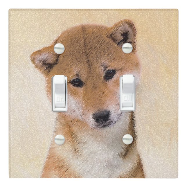 Shiba Inu (Red) Painting - Original Dog Art Light Switch Cover (In Situ)