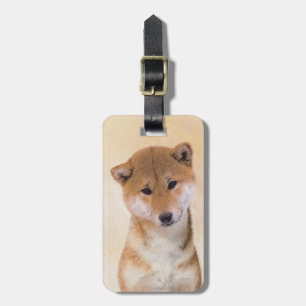 Shiba Inu (Red) Painting - Original Dog Art Luggage Tag