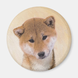 Shiba Inu (Red) Painting - Original Dog Art Magnet