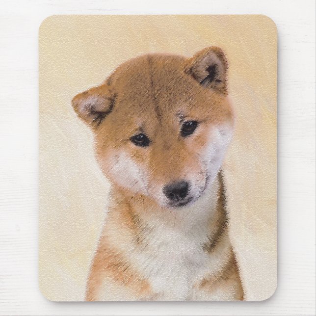 Shiba Inu (Red) Painting - Original Dog Art Mouse Pad (Front)