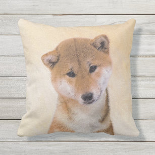 Shiba Inu (Red) Painting - Original Dog Art Outdoor Pillow