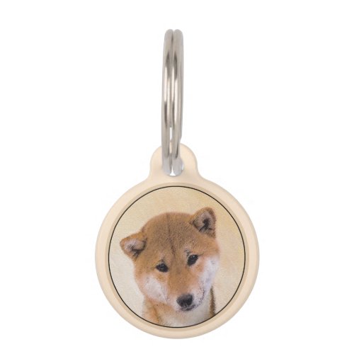 Shiba Inu Red Painting _ Original Dog Art Pet ID Tag