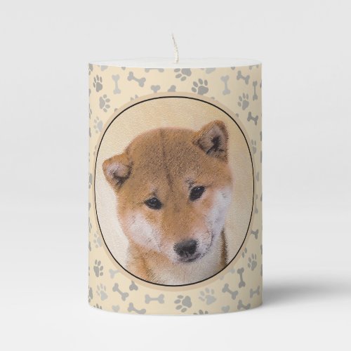 Shiba Inu Red Painting _ Original Dog Art Pillar Candle