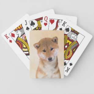 Shiba Inu (Red) Painting - Original Dog Art Playing Cards