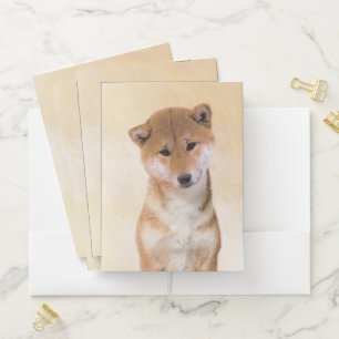 Shiba Inu (Red) Painting - Original Dog Art Pocket Folder
