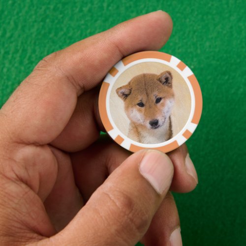 Shiba Inu Red Painting _ Original Dog Art Poker Chips