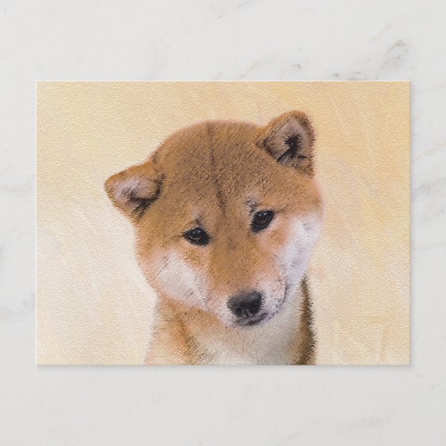 Shiba Inu (Red) Painting - Original Dog Art Postcard (Front)