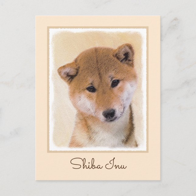 Shiba Inu (Red) Painting - Original Dog Art Postcard (Front)