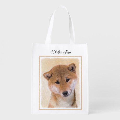 Shiba Inu Red Painting _ Original Dog Art Reusab Grocery Bag