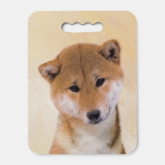 Shiba Inu (Red) Painting - Original Dog Art Seat Cushion (Front Vertical)