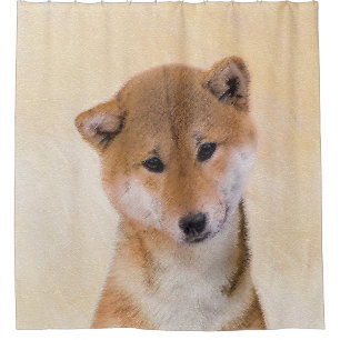 Shiba Inu (Red) Painting - Original Dog Art Shower Curtain