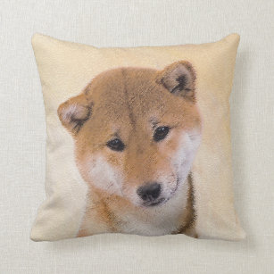 Shiba Inu (Red) Painting - Original Dog Art Throw Pillow