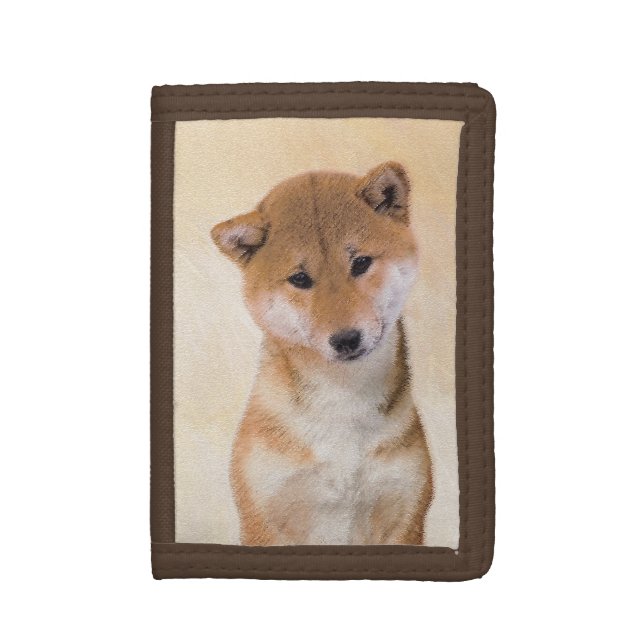 Shiba Inu (Red) Painting - Original Dog Art Trifold Wallet (Front Vertical)