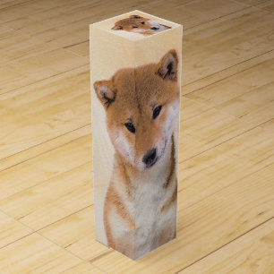 Shiba Inu (Red) Painting - Original Dog Art Wine Box