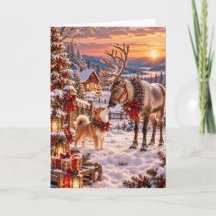 Shiba Inu Reindeer Card