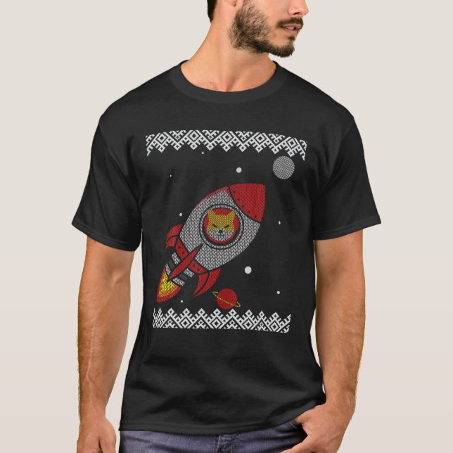 Shiba Inu Rocket Crypto Token Coin Cryptocurrency T-Shirt (Front)