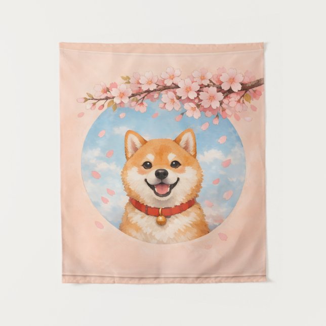 Shiba Inu & Sakura Tapestries (Front)