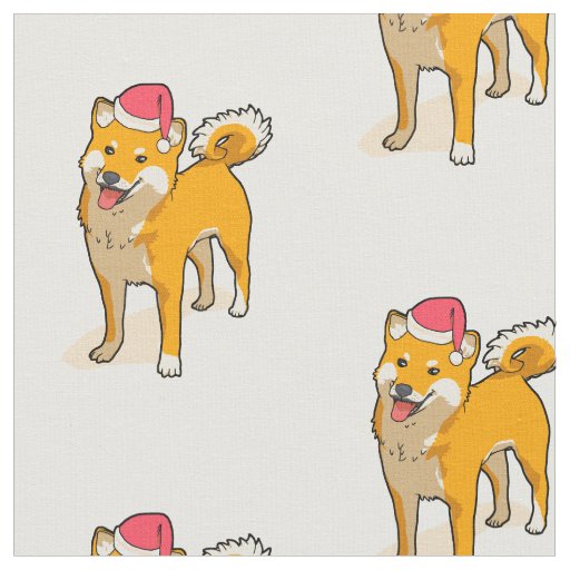 Shiba Inu Santa Claus Dog Christmas Fabric
