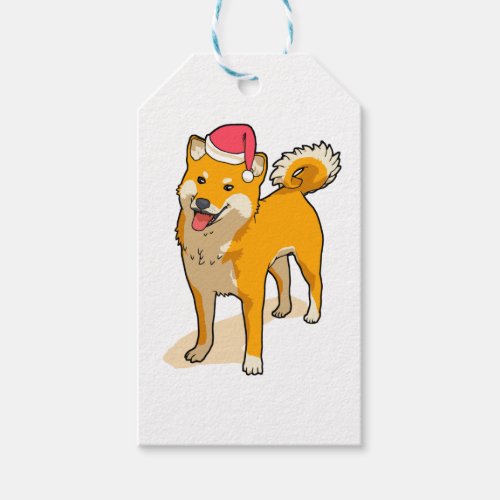 Shiba Inu Santa Claus Dog Christmas Gift Tags