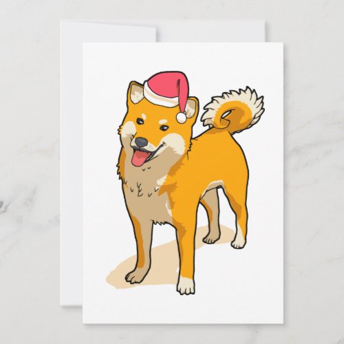 Shiba Inu Santa Claus Dog Christmas Holiday Card