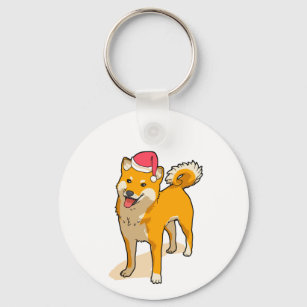 Shiba Inu Santa Claus Dog Christmas Keychain