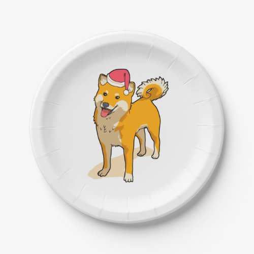 Shiba Inu Santa Claus Dog Christmas Paper Plates