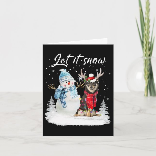 Shiba Inu Santa Dog Christmas Snowman Xmas Pajama  Card (Front)
