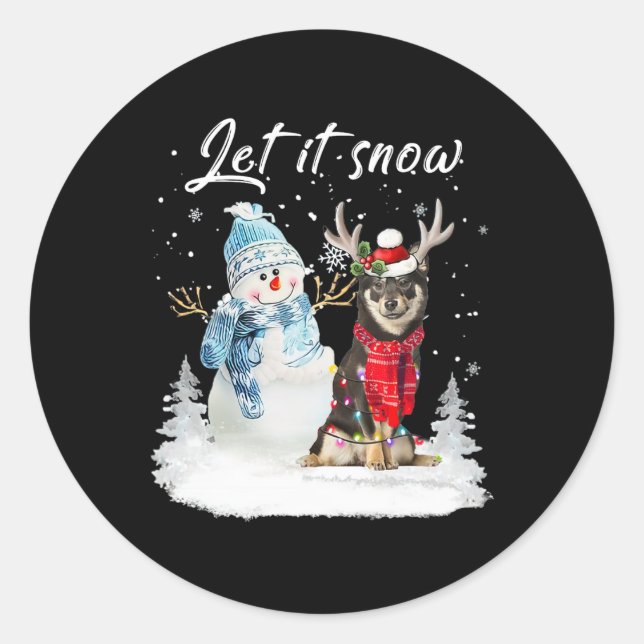 Shiba Inu Santa Dog Christmas Snowman Xmas Pajama  Classic Round Sticker (Front)