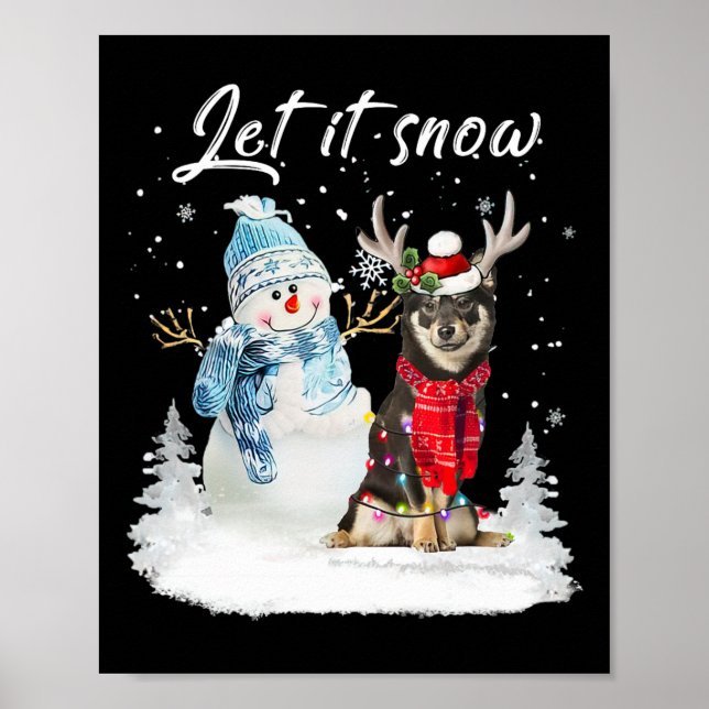 Shiba Inu Santa Dog Christmas Snowman Xmas Pajama  Poster (Front)
