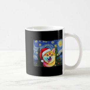 Shiba Inu Santa Hat Christmas Starry Night Art Dog Coffee Mug